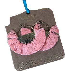 Shiraleah Anthropologie Large Earrings Fringe Anya Peach Pierced Hoops Boho